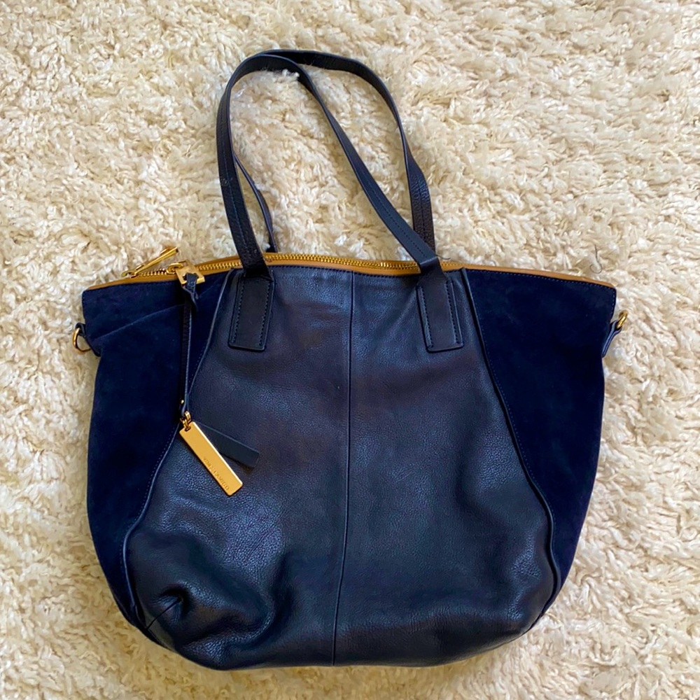 Genuine Leather Vince Camuto Handbag - Navy Blue